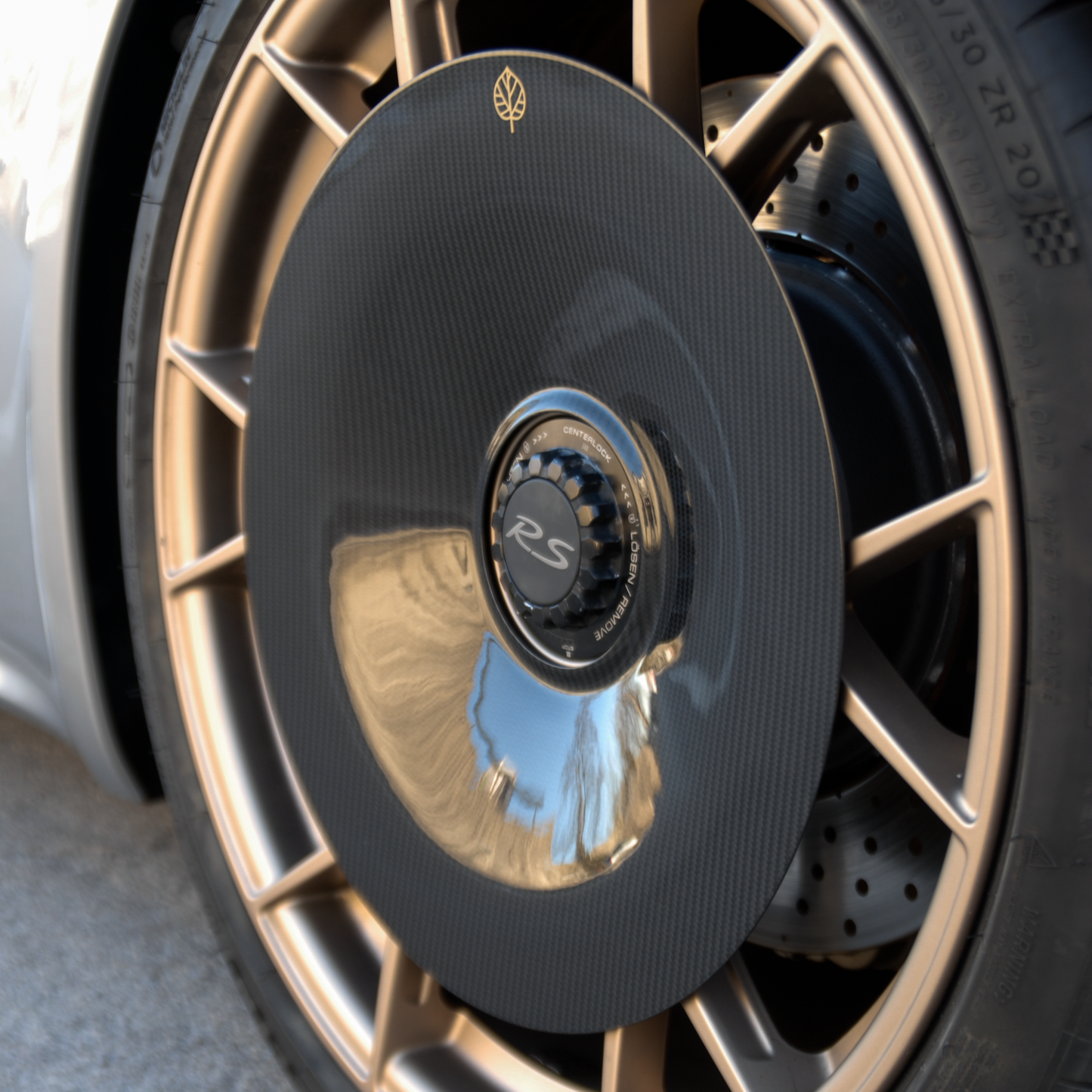 Gold Leaf │ CARBON FIBER AERO DISCS for Porsche 718 GT4 RS - Aluminum wheels